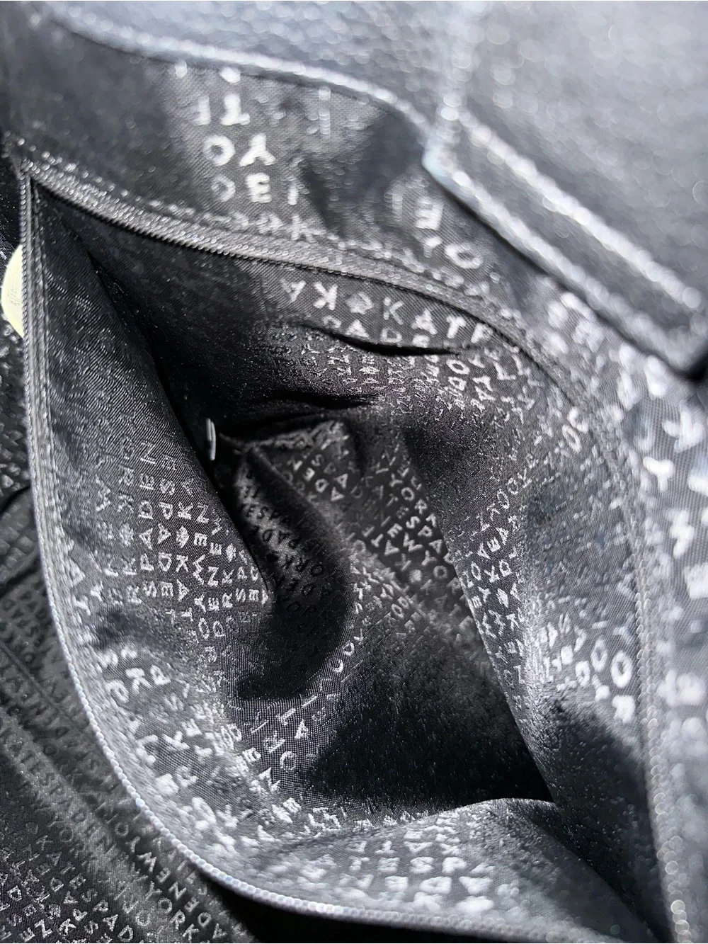 Kate Spade Black Leather Tote with White Woven Detail